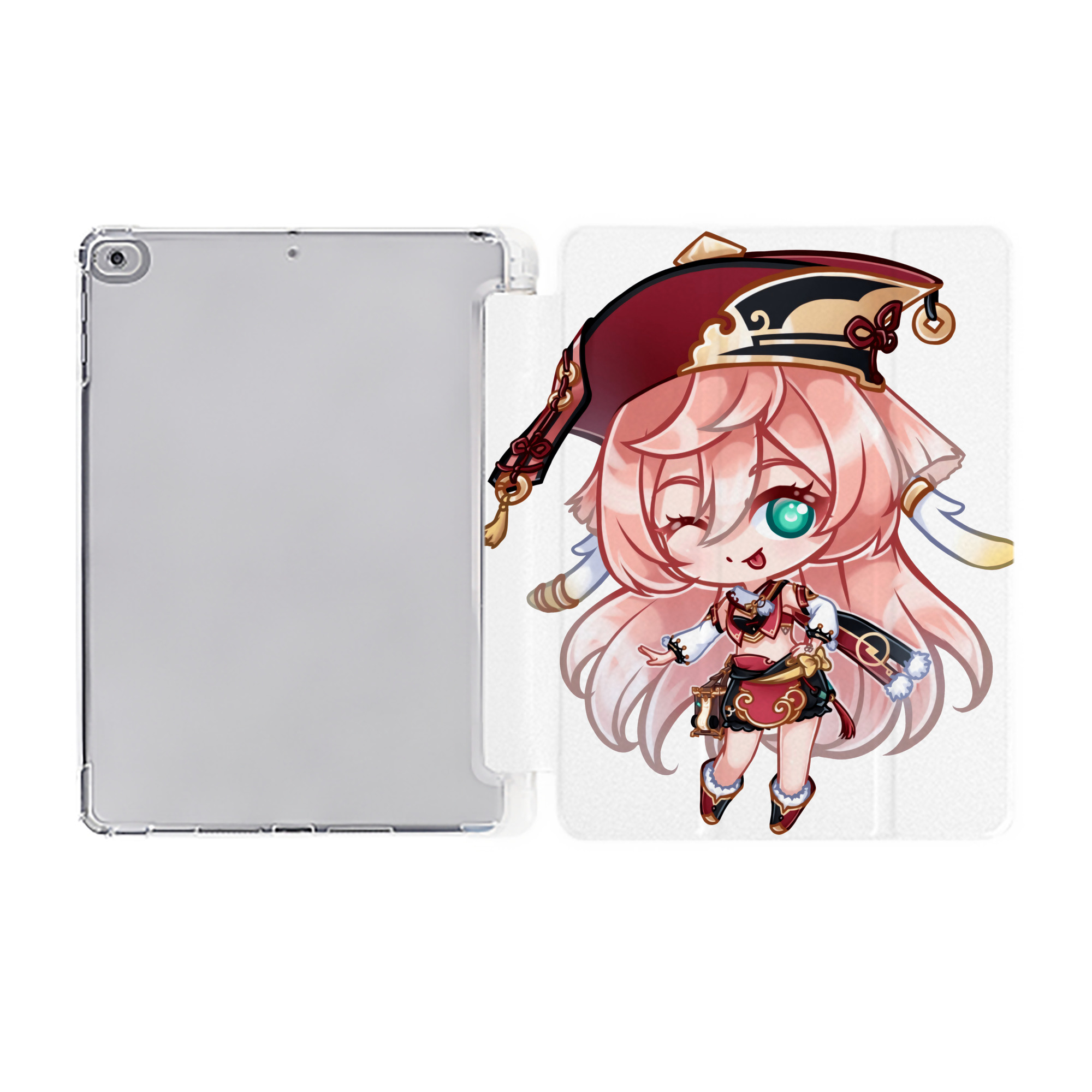 げんし神 ヤンフェイ genshin Yanfei IPad ケース ペン収納付き 三つ折りスタンド PUレザー×シリコン 対応機種9.5/10.5/10.9インチ